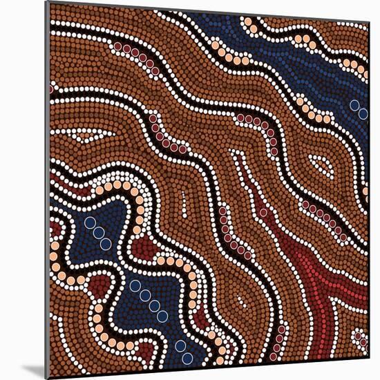 A Illustration Based On Aboriginal Style Of Dot Painting Depicting Time-deboracilli-Mounted Art Print