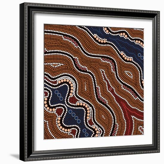 A Illustration Based On Aboriginal Style Of Dot Painting Depicting Time-deboracilli-Framed Art Print