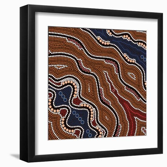 A Illustration Based On Aboriginal Style Of Dot Painting Depicting Time-deboracilli-Framed Art Print