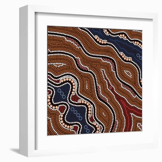 A Illustration Based On Aboriginal Style Of Dot Painting Depicting Time-deboracilli-Framed Art Print