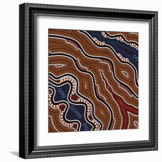 A Illustration Based On Aboriginal Style Of Dot Painting Depicting Time-deboracilli-Framed Art Print