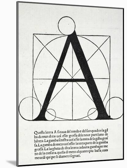 A, Illustration from 'Divina Proportione' by Luca Pacioli (C.1445-1517)-Leonardo da Vinci-Mounted Giclee Print