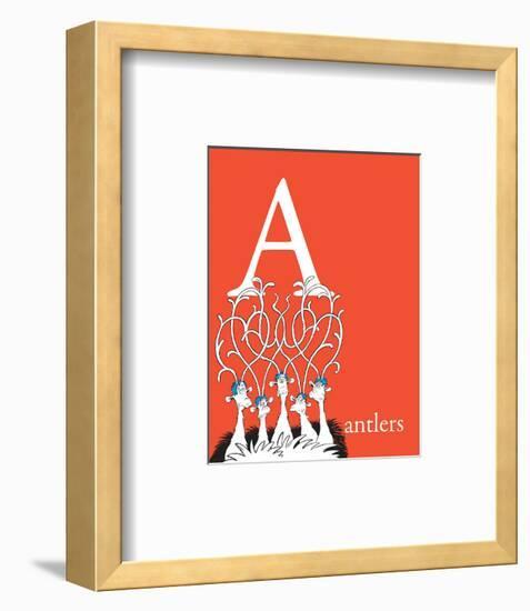 A is for Antlers (red)-Theodor (Dr. Seuss) Geisel-Framed Art Print