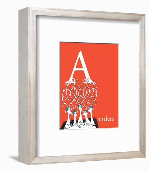 A is for Antlers (red)-Theodor (Dr. Seuss) Geisel-Framed Art Print