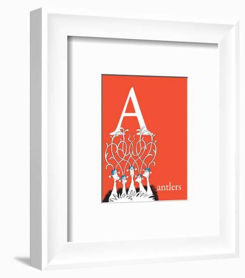 A is for Antlers (red)-Theodor (Dr. Seuss) Geisel-Framed Art Print