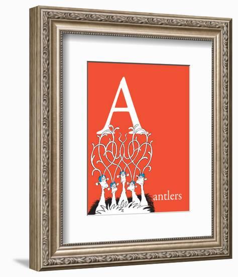 A is for Antlers (red)-Theodor (Dr. Seuss) Geisel-Framed Art Print