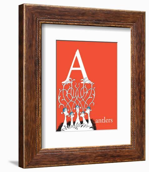 A is for Antlers (red)-Theodor (Dr. Seuss) Geisel-Framed Art Print