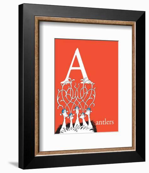 A is for Antlers (red)-Theodor (Dr. Seuss) Geisel-Framed Art Print