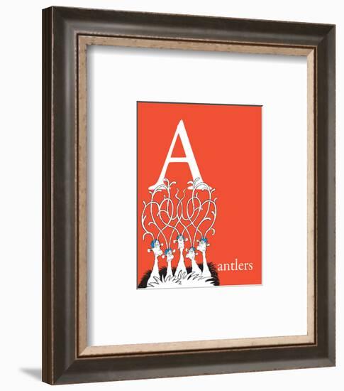 A is for Antlers (red)-Theodor (Dr. Seuss) Geisel-Framed Art Print