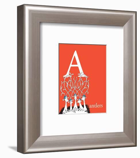 A is for Antlers (red)-Theodor (Dr. Seuss) Geisel-Framed Art Print