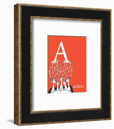 A is for Antlers (red)-Theodor (Dr. Seuss) Geisel-Framed Art Print