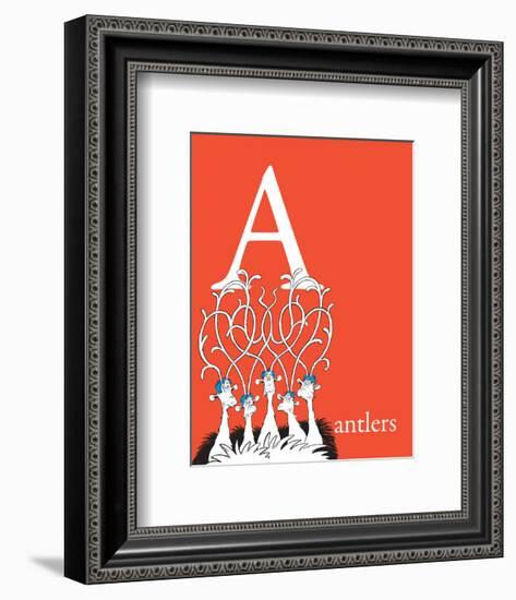 A is for Antlers (red)-Theodor (Dr. Seuss) Geisel-Framed Art Print