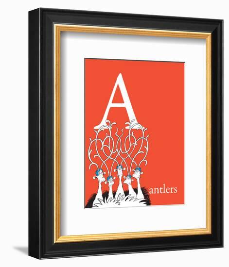 A is for Antlers (red)-Theodor (Dr. Seuss) Geisel-Framed Art Print