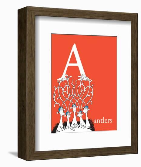 A is for Antlers (red)-Theodor (Dr. Seuss) Geisel-Framed Art Print