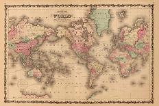 World Map-A.J. Johnson-Framed Stretched Canvas