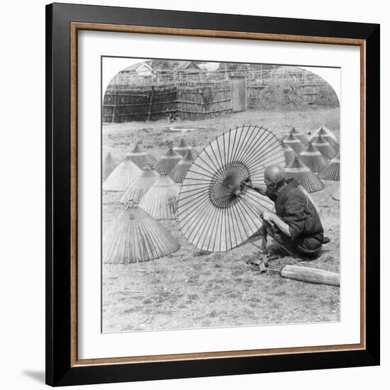 A Japanese Umbrella Maker, Kobe, Japan, 1896-Underwood & Underwood-Framed Photographic Print