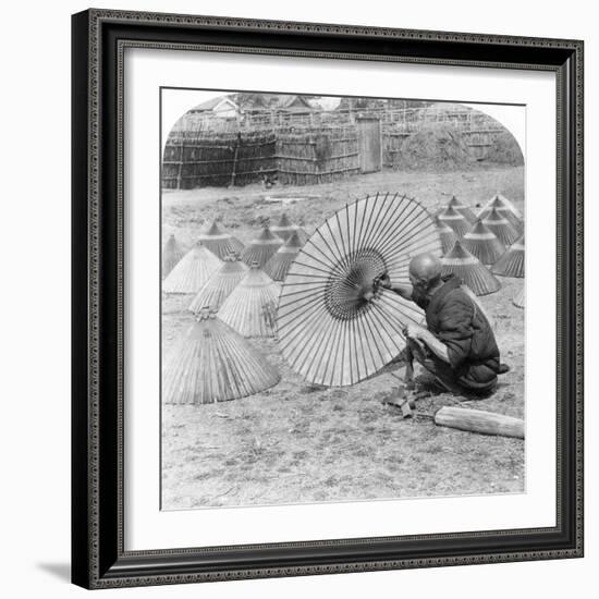 A Japanese Umbrella Maker, Kobe, Japan, 1896-Underwood & Underwood-Framed Photographic Print