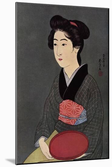 A Japanese Waitress with a Tray, 1920-Hashiguchi Goyo-Mounted Giclee Print