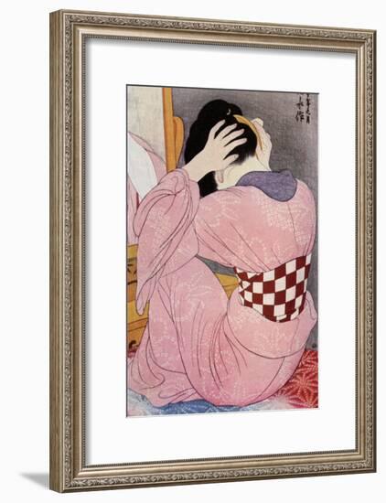 A Japanese Woman Dressing Her Hair, 1920S-Hashiguchi Goyo-Framed Giclee Print