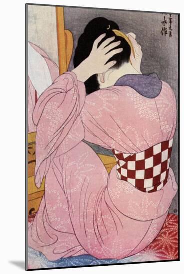 A Japanese Woman Dressing Her Hair, 1920S-Hashiguchi Goyo-Mounted Giclee Print