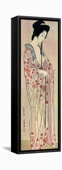 A Japanese Woman Wearing a Nagajuban, 1920-Hashiguchi Goyo-Framed Premier Image Canvas