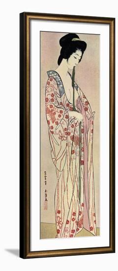 A Japanese Woman Wearing a Nagajuban, 1920-Hashiguchi Goyo-Framed Premium Giclee Print