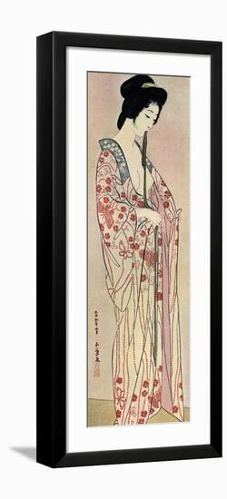 A Japanese Woman Wearing a Nagajuban, 1920-Hashiguchi Goyo-Framed Premium Giclee Print