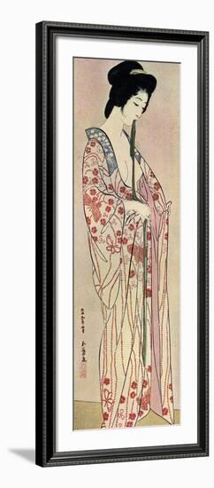 A Japanese Woman Wearing a Nagajuban, 1920-Hashiguchi Goyo-Framed Giclee Print