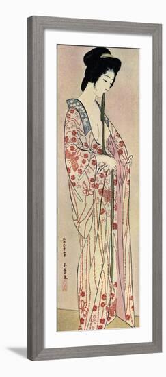 A Japanese Woman Wearing a Nagajuban, 1920-Hashiguchi Goyo-Framed Giclee Print