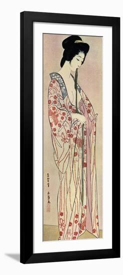 A Japanese Woman Wearing a Nagajuban, 1920-Hashiguchi Goyo-Framed Giclee Print