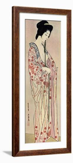 A Japanese Woman Wearing a Nagajuban, 1920-Hashiguchi Goyo-Framed Giclee Print