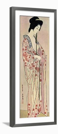 A Japanese Woman Wearing a Nagajuban, 1920-Hashiguchi Goyo-Framed Giclee Print