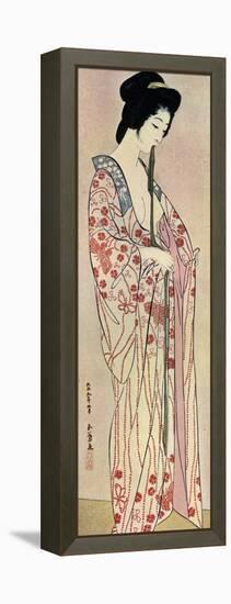 A Japanese Woman Wearing a Nagajuban, 1920-Hashiguchi Goyo-Framed Premier Image Canvas
