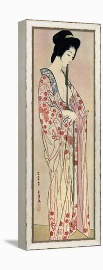 A Japanese Woman Wearing a Nagajuban, 1920-Hashiguchi Goyo-Framed Premier Image Canvas