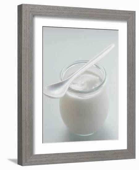 A Jar of Natural Yoghurt with Spoon-Eising Studio - Food Photo and Video-Framed Photographic Print