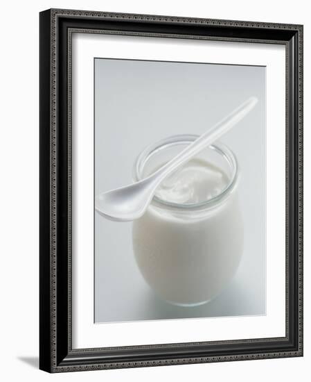 A Jar of Natural Yoghurt with Spoon-Eising Studio - Food Photo and Video-Framed Photographic Print