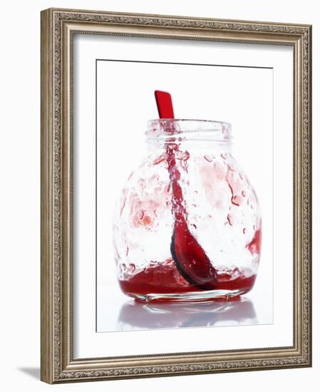 A Jar with Remains of Raspberry Jelly and Spoon-Marc O^ Finley-Framed Photographic Print