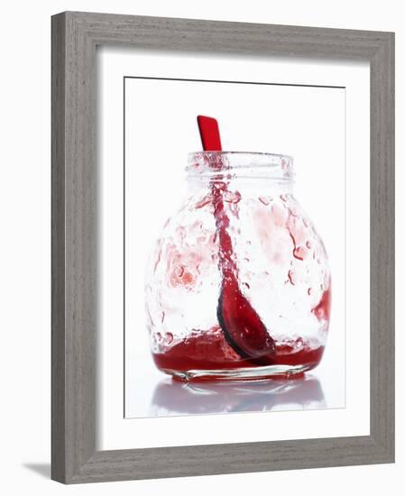 A Jar with Remains of Raspberry Jelly and Spoon-Marc O^ Finley-Framed Photographic Print