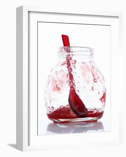 A Jar with Remains of Raspberry Jelly and Spoon-Marc O^ Finley-Framed Photographic Print