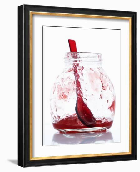 A Jar with Remains of Raspberry Jelly and Spoon-Marc O^ Finley-Framed Photographic Print