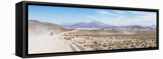 A Jeep on a Road Near the Salar De Uyuni-Alex Saberi-Framed Premier Image Canvas