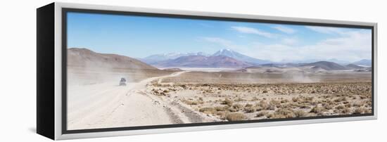 A Jeep on a Road Near the Salar De Uyuni-Alex Saberi-Framed Premier Image Canvas