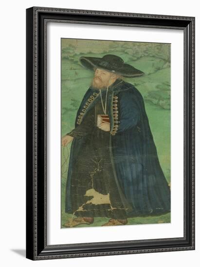 A Jesuit Priest, Inscribed in Persian: "Jahangir Shahi Amal-E-Mansur," Mughal, 1610-Ustad Mansur-Framed Giclee Print