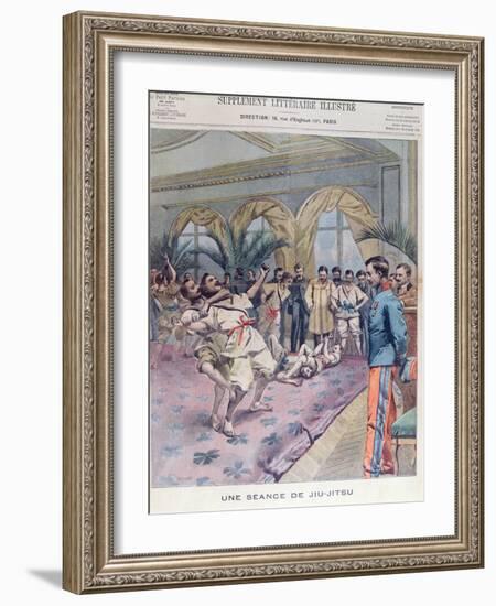 A Jiu-Jitsu Session in France, Illustration from 'Le Petit Parisien', 1905 (Colour Litho)-French-Framed Giclee Print