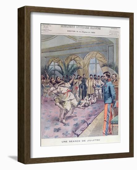 A Jiu-Jitsu Session in France, Illustration from 'Le Petit Parisien', 1905 (Colour Litho)-French-Framed Giclee Print