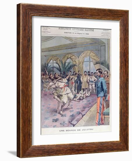 A Jiu-Jitsu Session in France, Illustration from 'Le Petit Parisien', 1905 (Colour Litho)-French-Framed Giclee Print