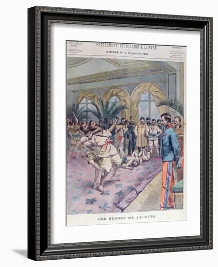 A Jiu-Jitsu Session in France, Illustration from 'Le Petit Parisien', 1905 (Colour Litho)-French-Framed Giclee Print