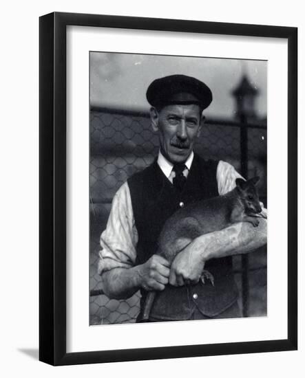 A Keeper Holds a Wallaby, October 1920-Frederick William Bond-Framed Photographic Print