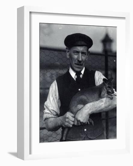 A Keeper Holds a Wallaby, October 1920-Frederick William Bond-Framed Photographic Print