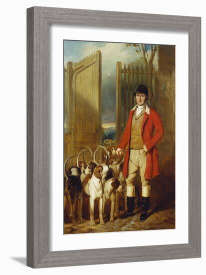 A Kennel Huntsman and Hounds Outside a Dray-Yard-George Sebright-Framed Giclee Print